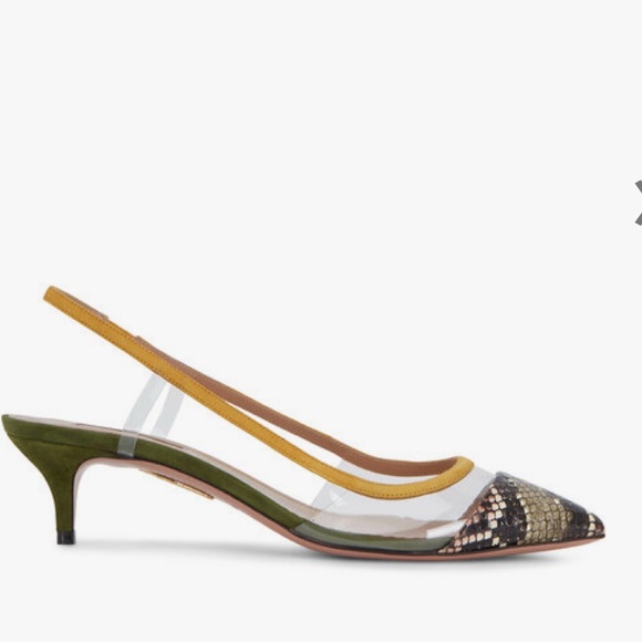 AQUAZZURATemptation Snakeskin & Green SuedeSlingback